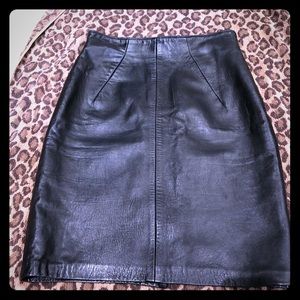 Black North Beach Leather Pencil Skirt w/3" slit